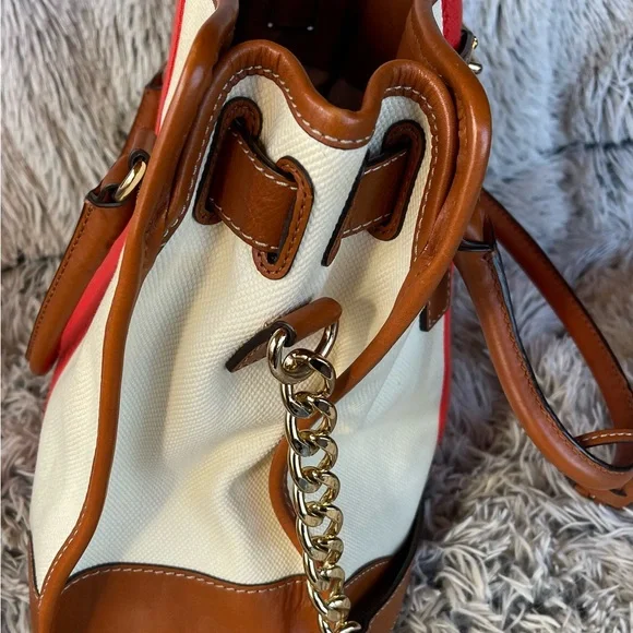 Michael Kors Red and Tan Shoulder Bag